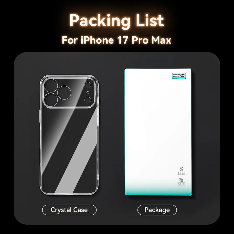 Crystal Clear Case For Iphone 17/16 Pro Max – Anti-Yellow Shockproof Transparent Pc Cover With Lens Protection