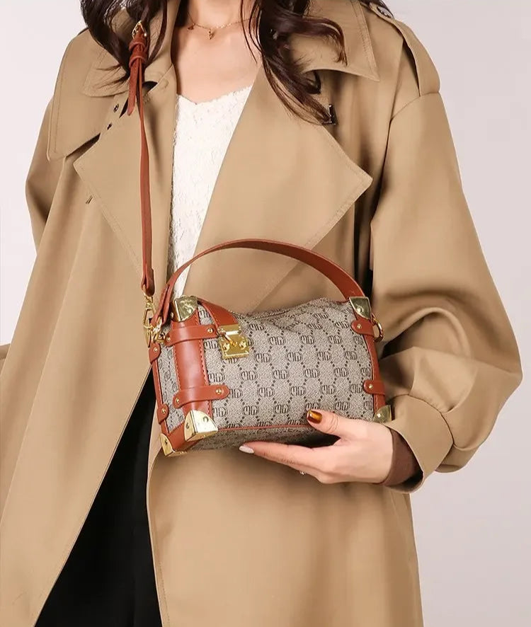 Women's 2025 Small PU Leather Square Shoulder Bag – Zipper Closure, Stylish Messenger Purse for Market, Gym, and City Walk