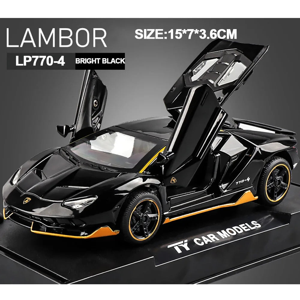 1/32 Lambor Lp770 Diecast Alloy Car Model – Pull Back, Light & Sound, Toys For Kids And Collectors