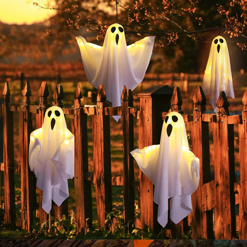 Halloween LED Glow Ghost – Hanging Horror Prop with Lights for Indoor & Outdoor Haunted House Decoration