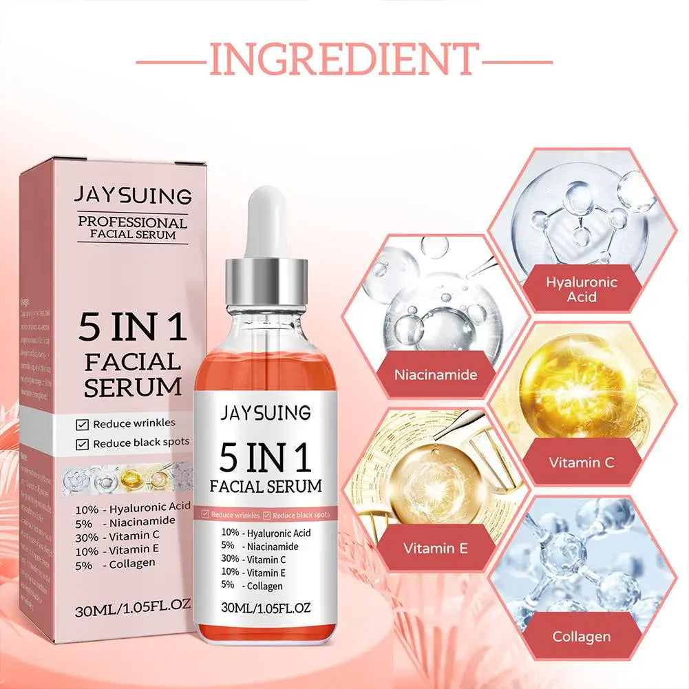 5-in-1 Face Serum – Anti-Aging, Firming, Brightening with Vitamin C & Hyaluronic Acid