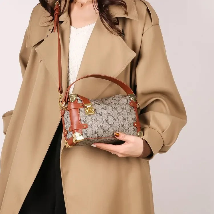 Women's 2025 Small PU Leather Square Shoulder Bag – Zipper Closure, Stylish Messenger Purse for Market, Gym, and City Walk