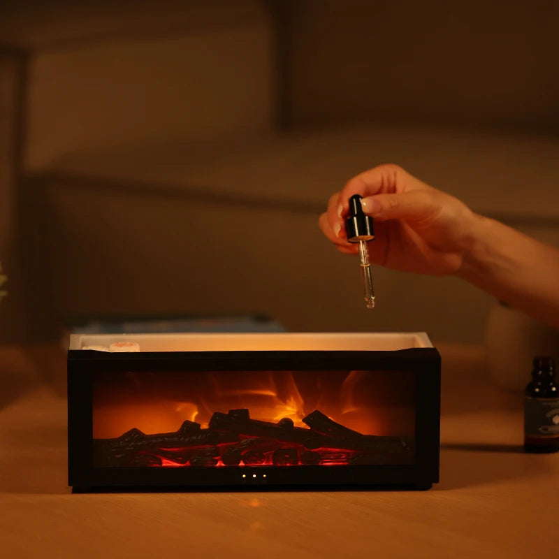 Fireplace Flame Humidifier – Simulated Aromatherapy & Ambient Light, USB Plug-In