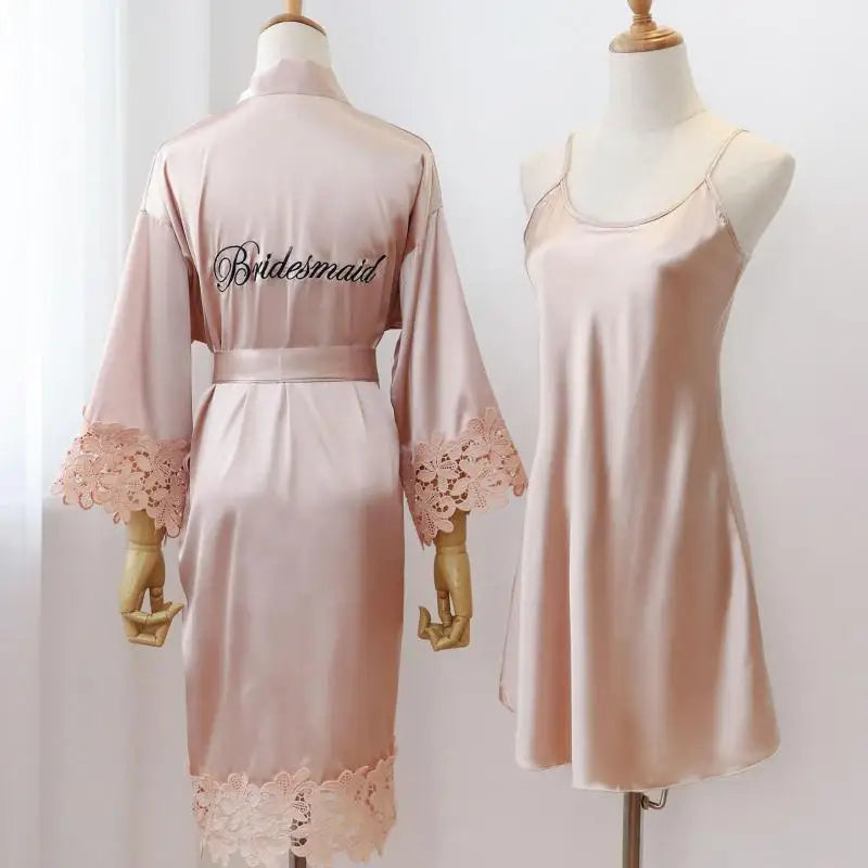 Women's Lace Wedding Robe Set - Intimate Sleepwear Kimono Gown