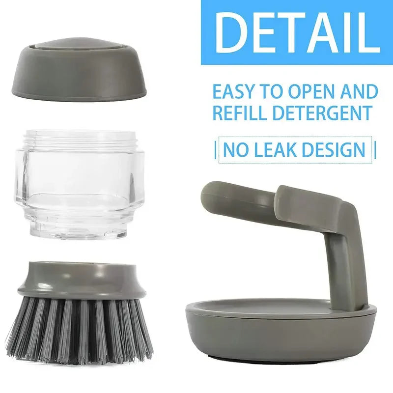 Dishwashing Brush with Soap Dispenser and Holder – Kitchen Scrubber for Easy Cleaning