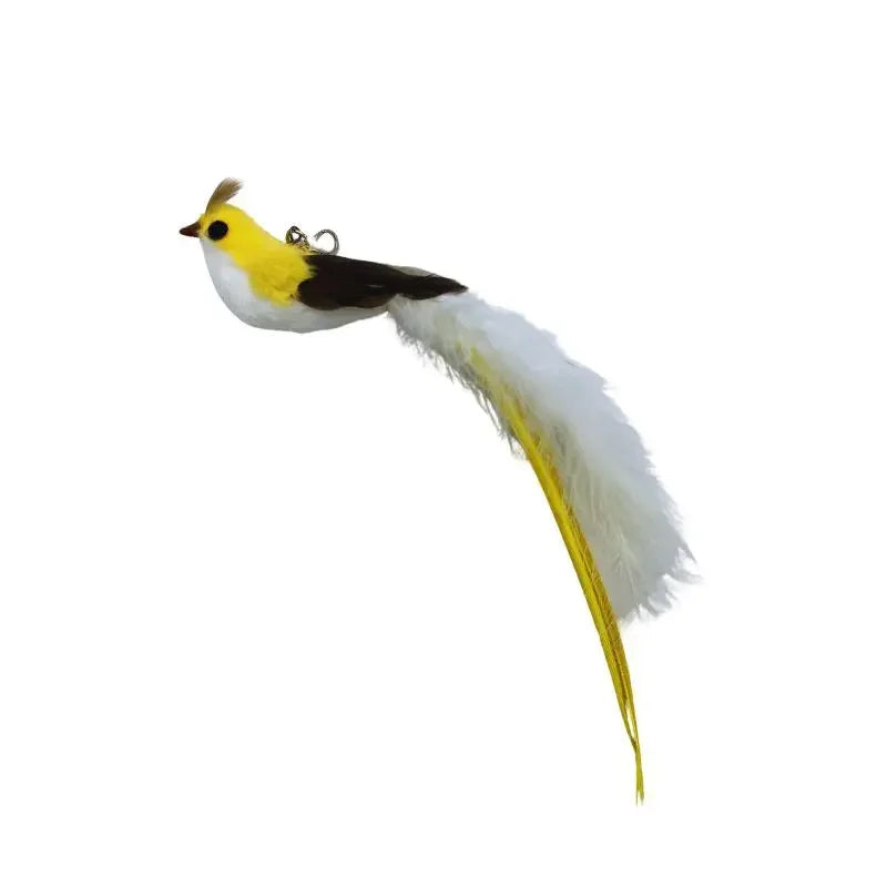 Natural Feather Cat Teaser Replacement Head – Bite-Resistant Toy with Bells