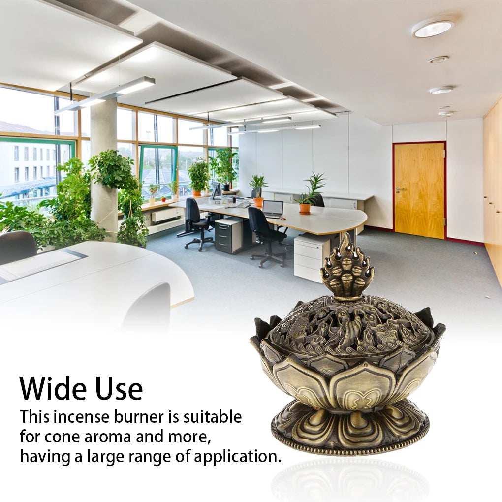 Alloy Incense Burner – Handmade Bronze Flower Aroma Censer for Yoga Studios