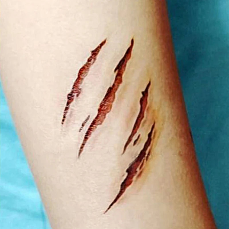 Halloween Bloody Wound Tattoo Stickers – Waterproof Temporary Scary Fake Tattoos
