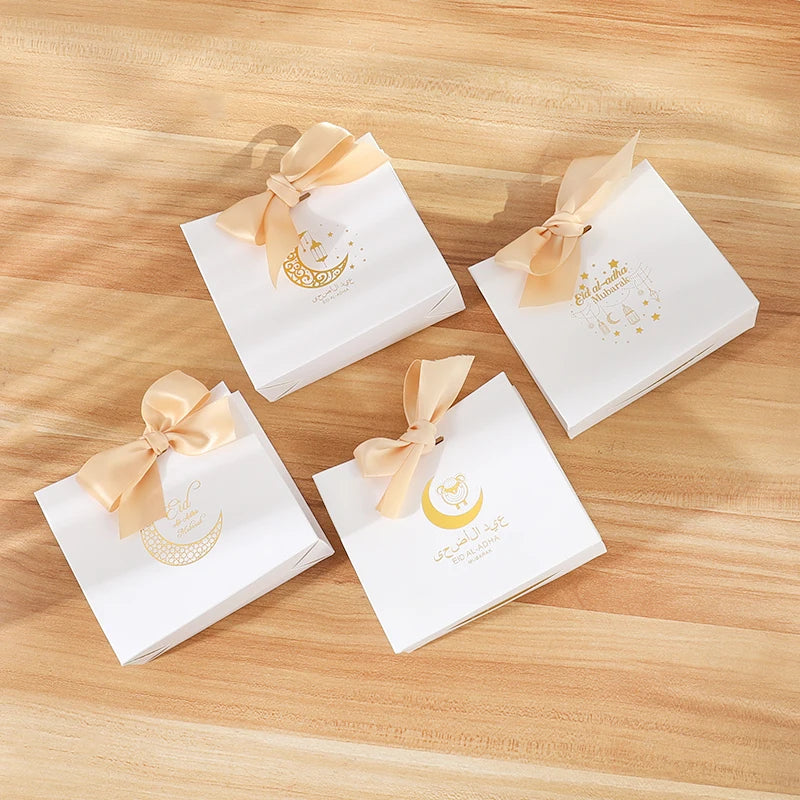 Eid Mubarak Candy Boxes - 10/20pcs Kraft Paper Gift Packing for Ramadan Kareem Party Supplies 2025