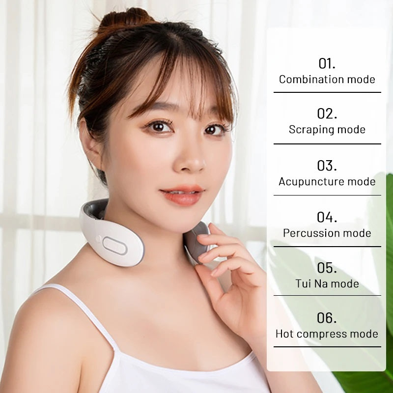 Intelligent Electric Neck Massager with Heat & Magnetic Pulse Therapy - Rechargeable