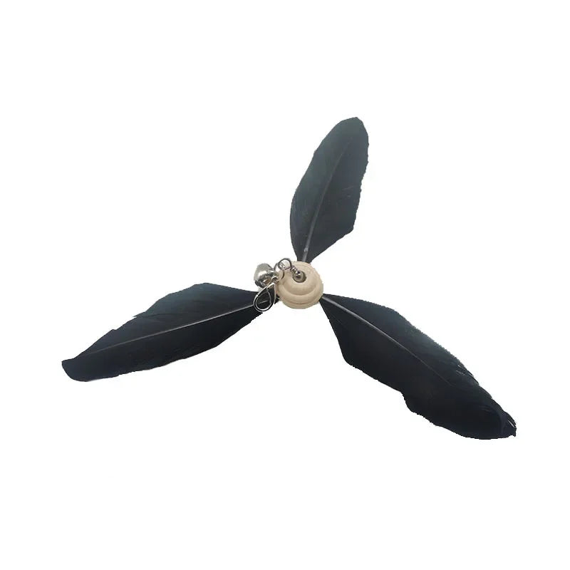 Natural Feather Cat Teaser Replacement Head – Bite-Resistant Toy with Bells
