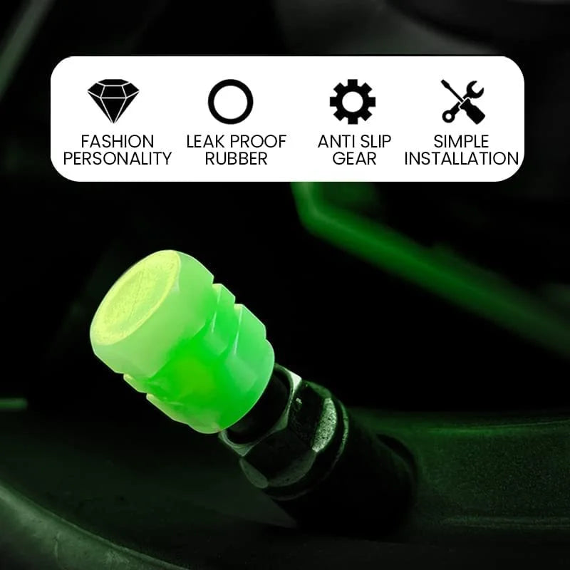 Universal Fluorescent Car Tire Valve Caps,Handmade Rhinestone Stem Covers,Illuminated Valves Nozzles,Car Accessories,4pcs