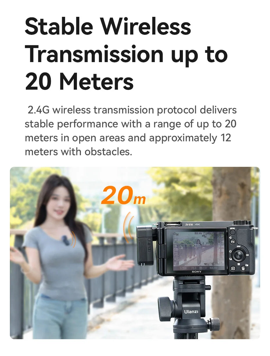 Ulanzi A100 Wireless Lavalier Microphone for iPhone & Camera