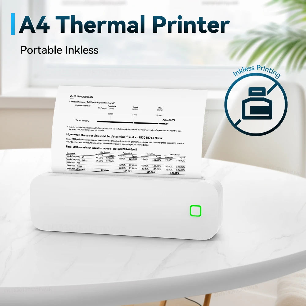 Portable A4 Inkless Bluetooth Thermal Printer - Wireless Document & Tattoo Stencil Printer