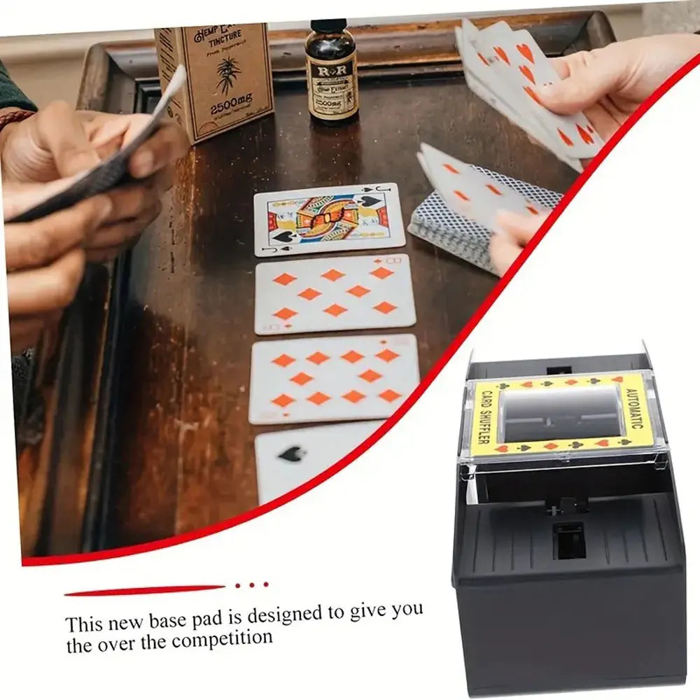 Automatic Poker Card Shuffler – Battery Operated Card Shuffling Machine For Board Games (2 Deck Capacity)