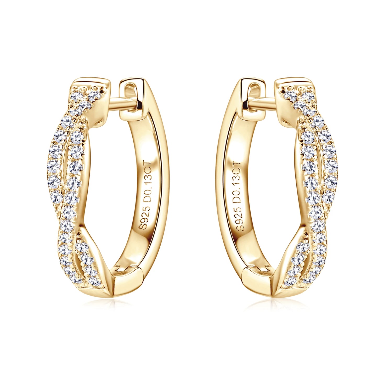 14K Gold Plated Moissanite Hoop Earrings – Real S925 Sterling Silver Fine Jewelry for Women