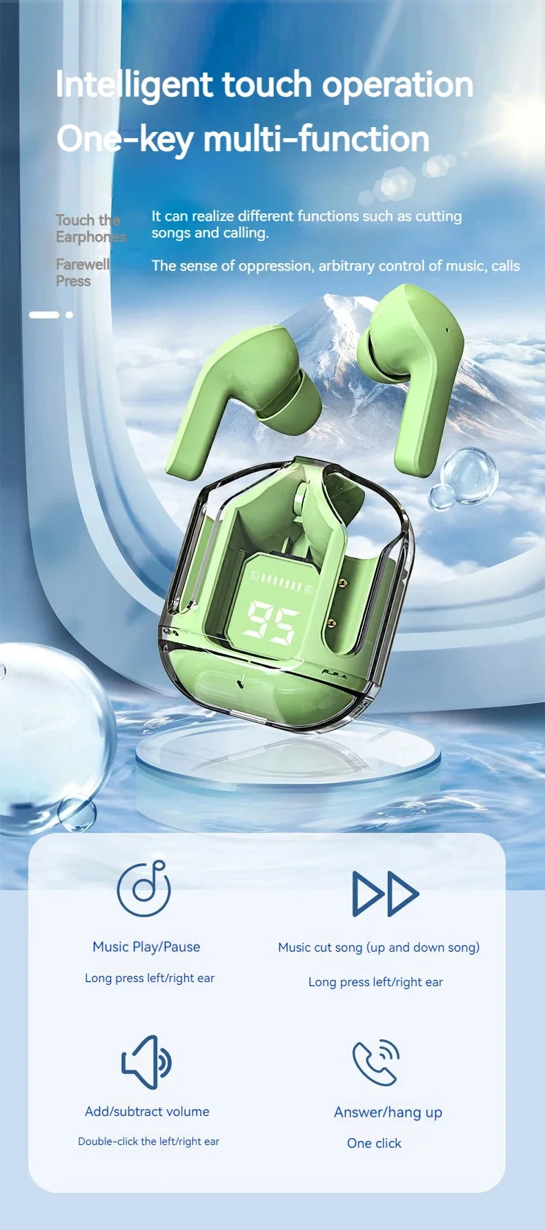 True Wireless Bluetooth Sports Earbuds - TWS In-Ear Stereo Bass Headset