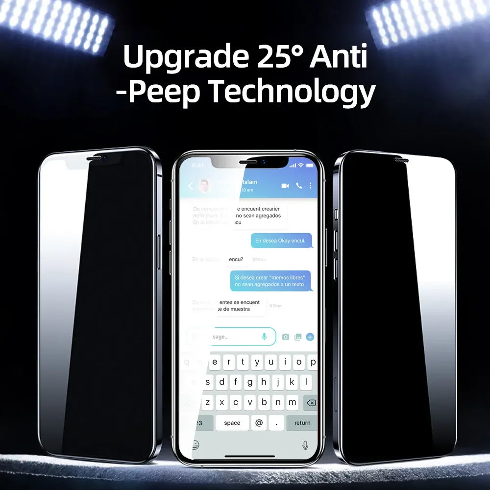 Anti-Spy Tempered Glass Screen Protector for iPhone 15/14/13/12 -Privacy Protection