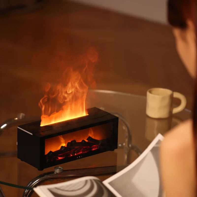 Fireplace Flame Humidifier – Simulated Aromatherapy & Ambient Light, USB Plug-In