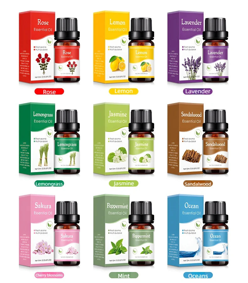 18 Fragrance Essential Oils Set - 10ml for Diffusers & Humidifiers