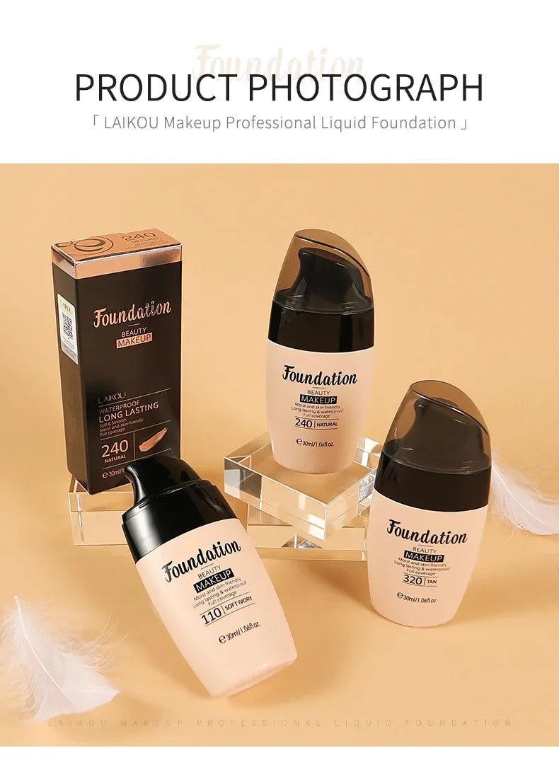 LAIKOU Liquid Foundation – Moisturizing, Long-Lasting Full Coverage 30ml