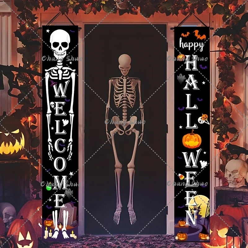 Halloween Door Curtain Banner – Pumpkin Ghost Trick or Treat Party Decorations