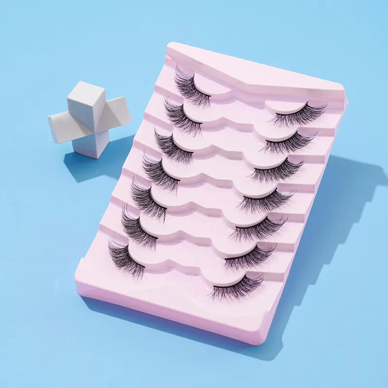 7 Pairs Thick & Slender Half-Eye False Eyelashes – Comfortable Cotton Band