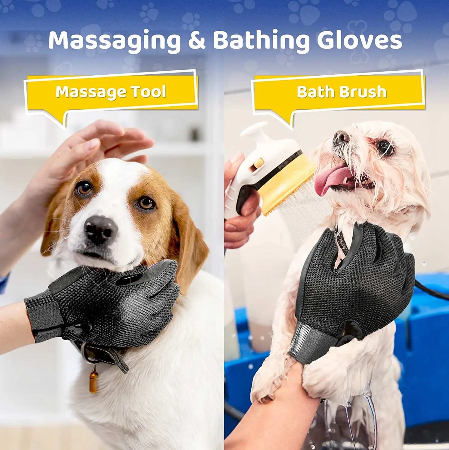 Pet Grooming Glove - Gentle Hair Remover Mitt for Cats & Dogs