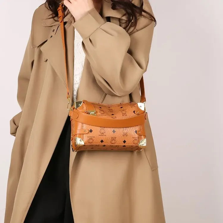 Women's 2025 Small PU Leather Square Shoulder Bag – Zipper Closure, Stylish Messenger Purse for Market, Gym, and City Walk