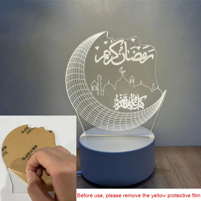 3D Moon Castle LED Night Light – Ramadan Eid Mubarak Islamic Home Decoration