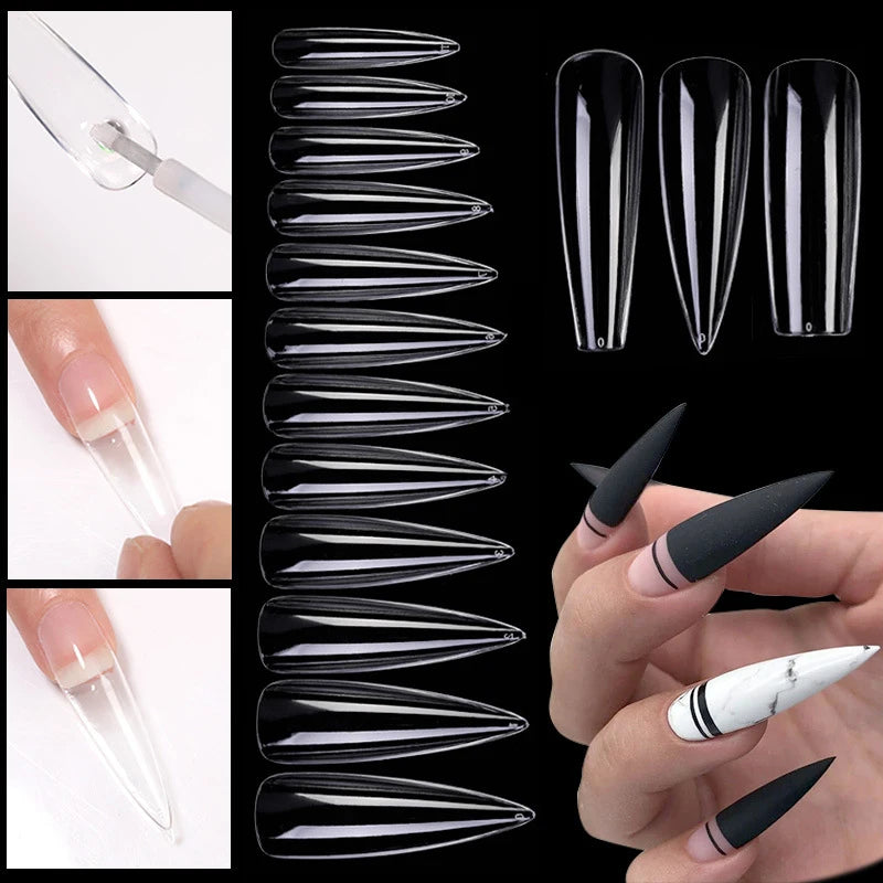 60-Piece Acrylic Press-On Nail Extension Kit – Reusable Gel Nail Forms & Full-Cover Tips