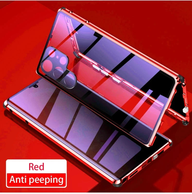 Double-Sided Privacy Glass Case for Samsung Galaxy S24, S23, S22, S21 Ultra Plus – Anti-Peeping & Camera Lens Protection