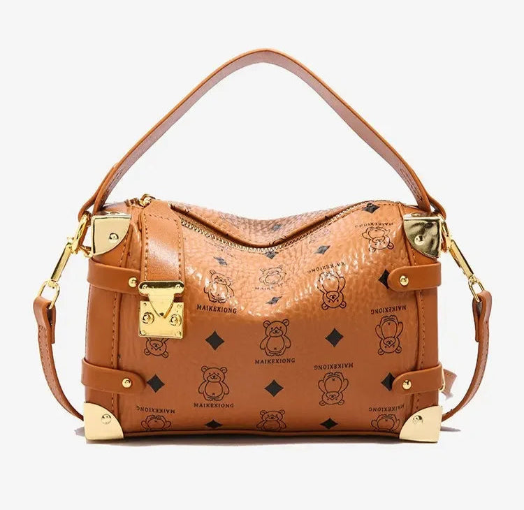 Women's 2025 Small PU Leather Square Shoulder Bag – Zipper Closure, Stylish Messenger Purse for Market, Gym, and City Walk