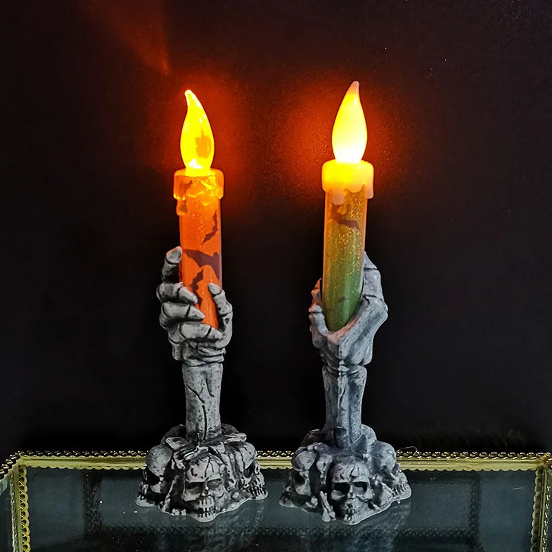 Halloween Skeleton & Ghost Candle Decorations – Pumpkin Party Decor for Home