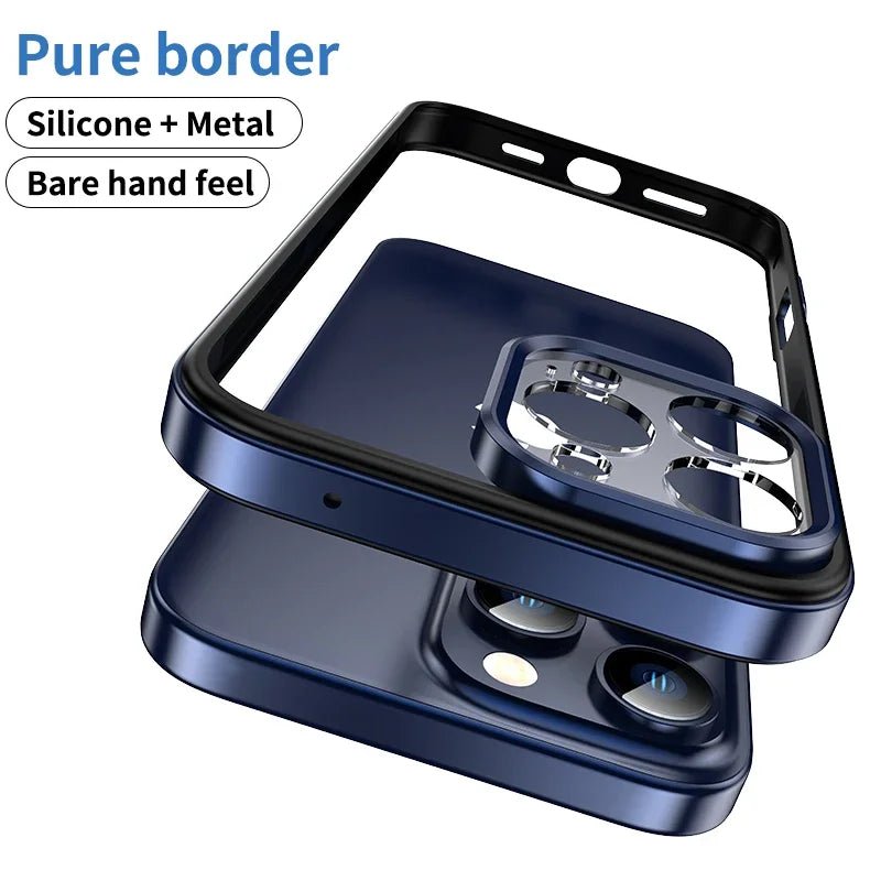 Metal Frame Bumper Case for iPhone 16/15 Pro Max - Shockproof Lens Protection