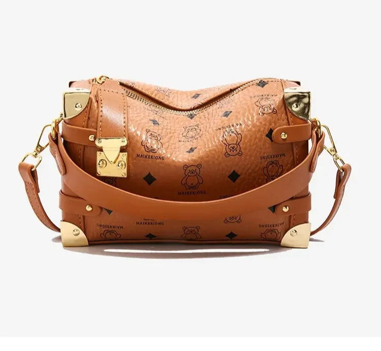Women's 2025 Small PU Leather Square Shoulder Bag – Zipper Closure, Stylish Messenger Purse for Market, Gym, and City Walk