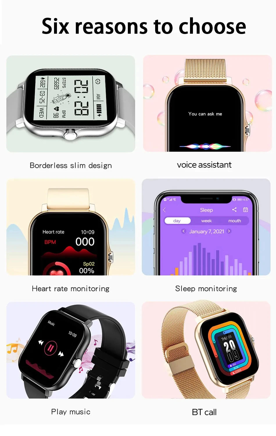 2024 Smartwatch for Men & Women – Full Touch Screen, Fitness Tracker, BT Call, Waterproof Sports Watch