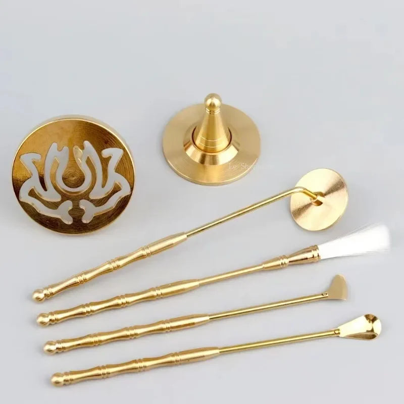 10-Piece Brass Incense Tool Set – Home & Office Aromatherapy Kit for Seal Incense