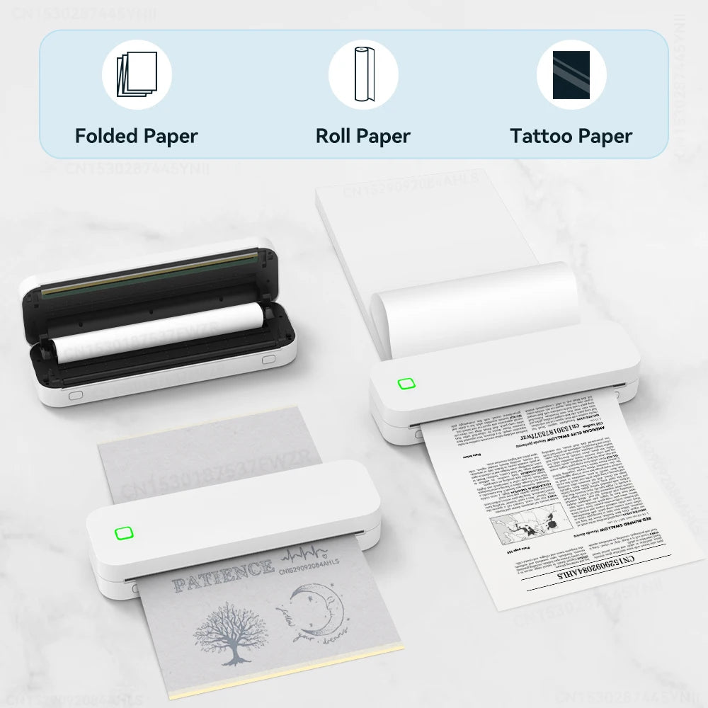 Portable A4 Inkless Bluetooth Thermal Printer - Wireless Document & Tattoo Stencil Printer