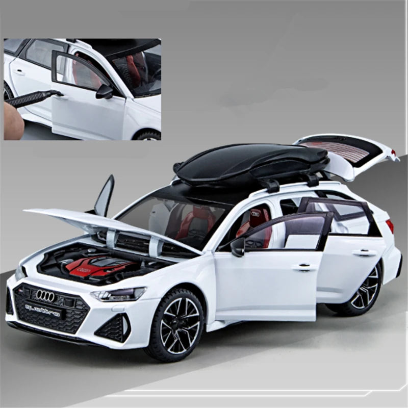AUDI RS6 Avant Station Wagon Diecast Metal Car Model With Sound & Light – Luxury Alloy Toy Vehicle For Kids & Collectors