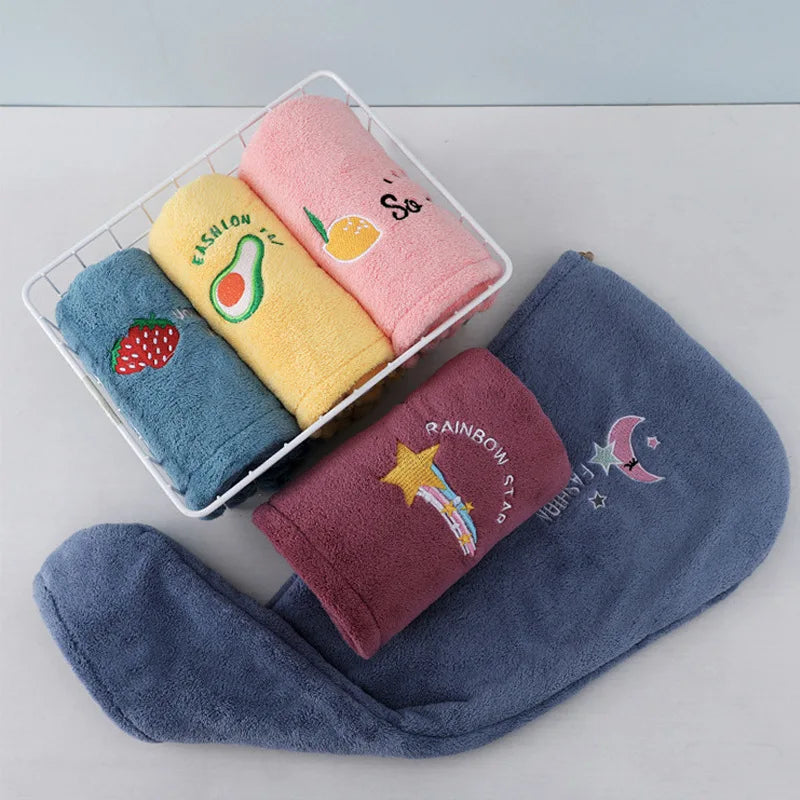 Quick Dry Hair Hat - Super Absorbent Soft Towel for Women & Girls (Coral Fleece)