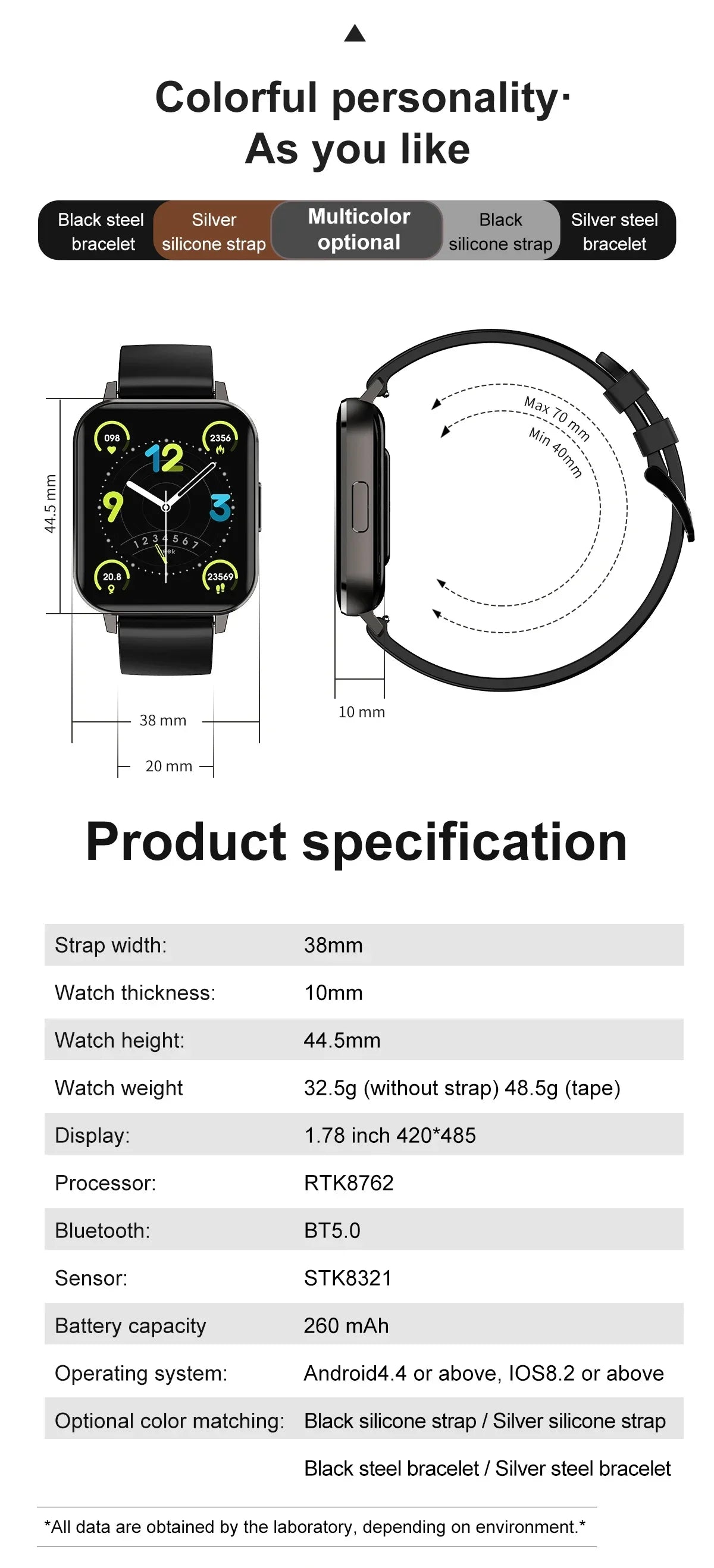 2024 Zordai DTX Smart Watch - Body Sleep Monitor, Heart Rate Tracker, IP67 Waterproof