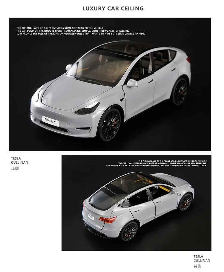 1:24 Tesla Model Y, 3, S Diecast Car – Alloy Toy with Sound & Light