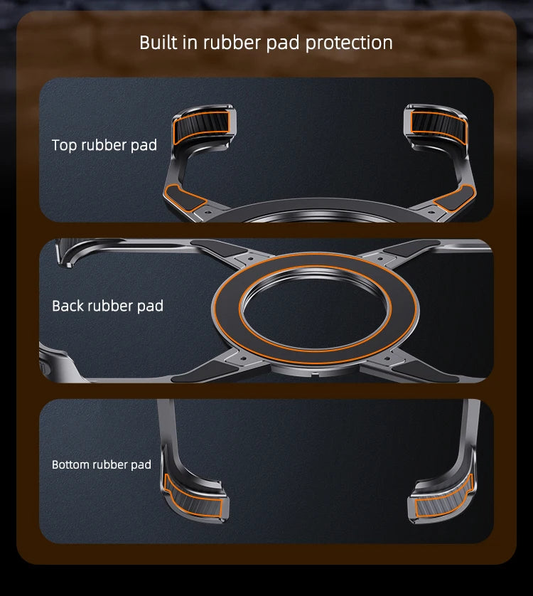 Metal Aluminum Alloy Magnetic Frameless Phone Case for iPhone 13/14/15 Pro Max - 360° Rotating Bumper, Shockproof Design