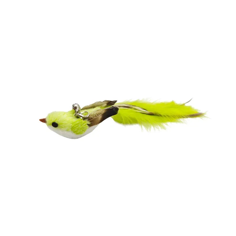 Natural Feather Cat Teaser Replacement Head – Bite-Resistant Toy with Bells