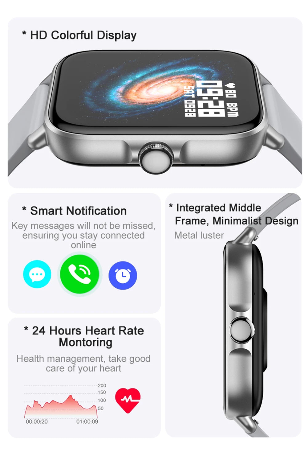 COLMI P28 Plus 2023 Smart Watch – 1.9" HD, IP68 Waterproof, Bluetooth Calling, Fitness Tracker for Android & iOS