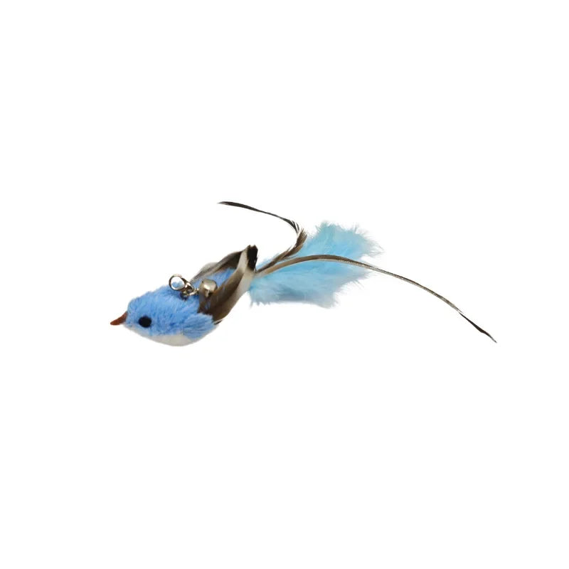 Natural Feather Cat Teaser Replacement Head – Bite-Resistant Toy with Bells