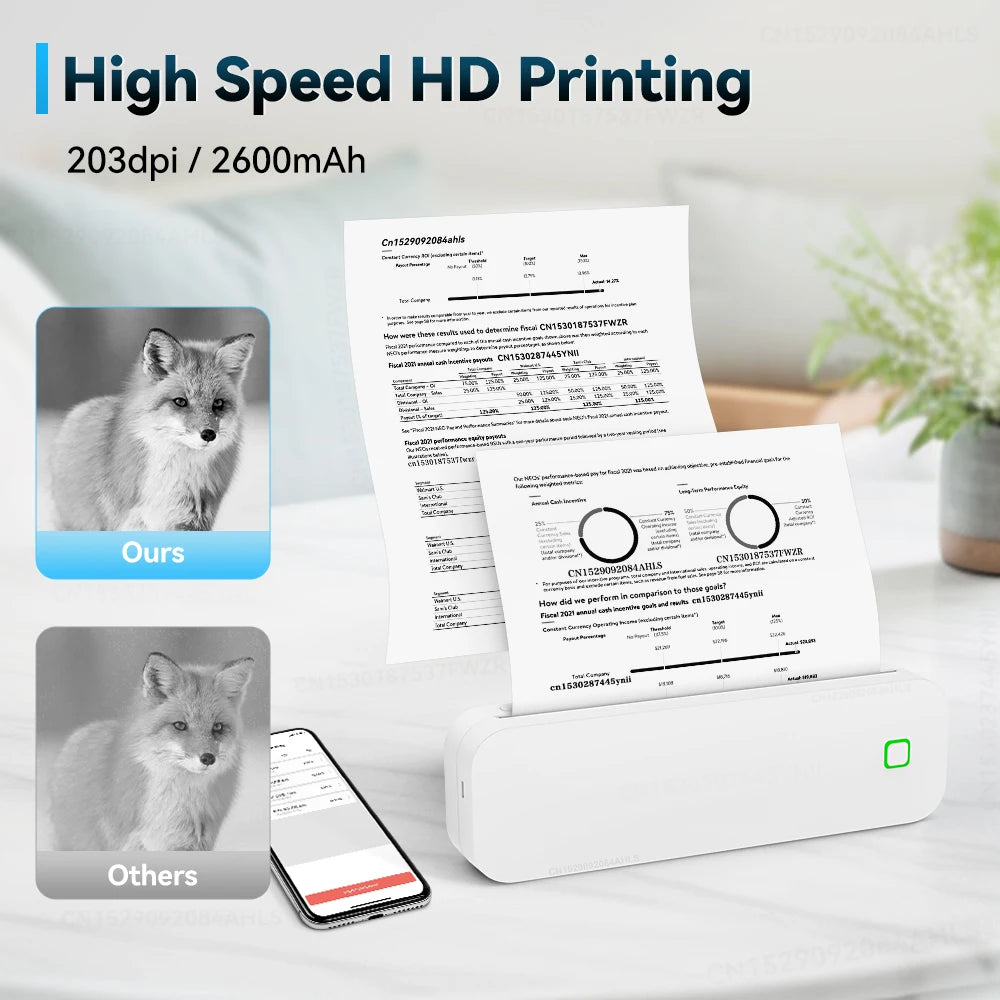 Portable A4 Inkless Bluetooth Thermal Printer - Wireless Document & Tattoo Stencil Printer
