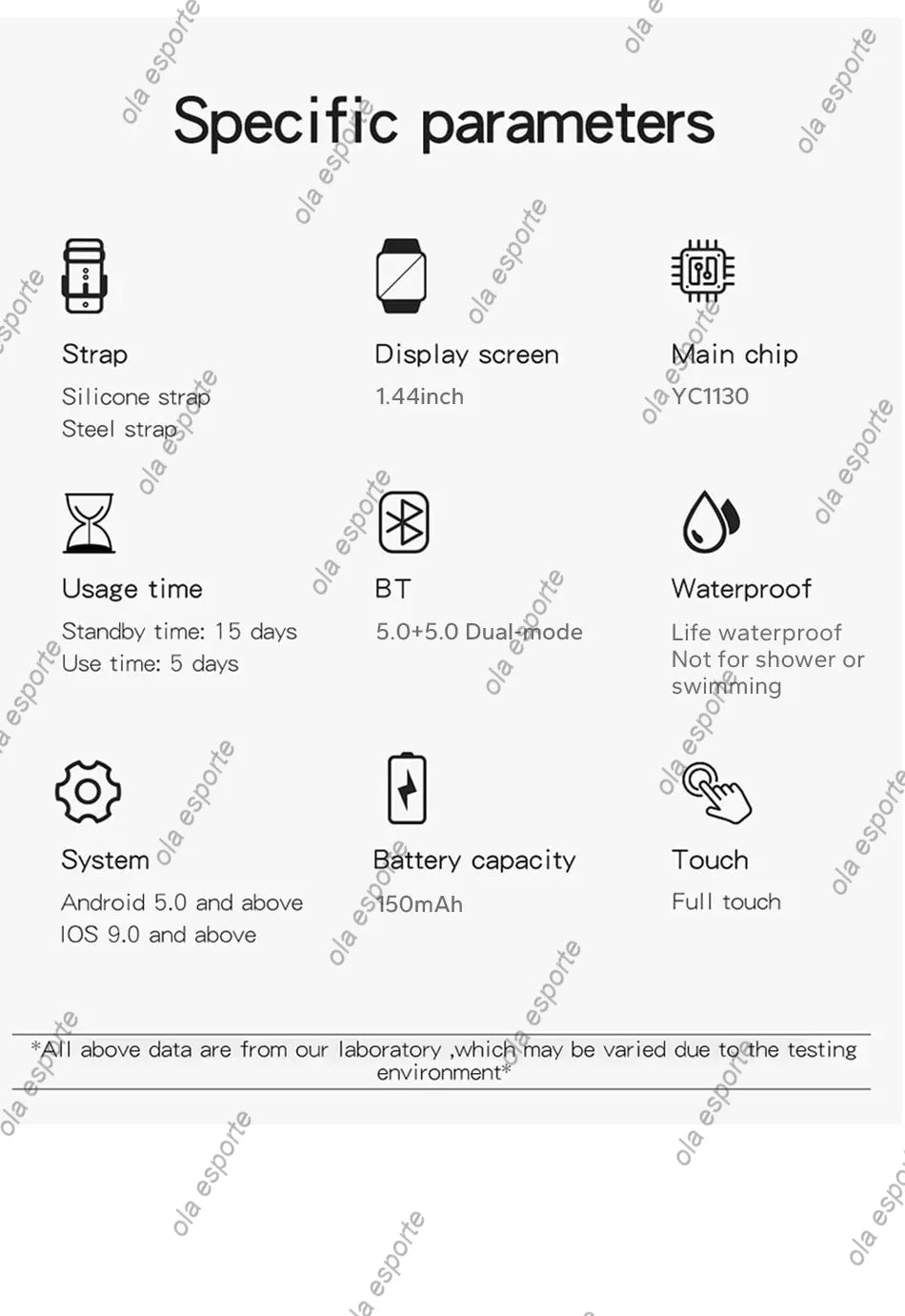 Ola Esporte Smart Watch with Bluetooth Calling – Multi-Sport Mode, Custom Wallpaper, Compatible with iPhone & Android