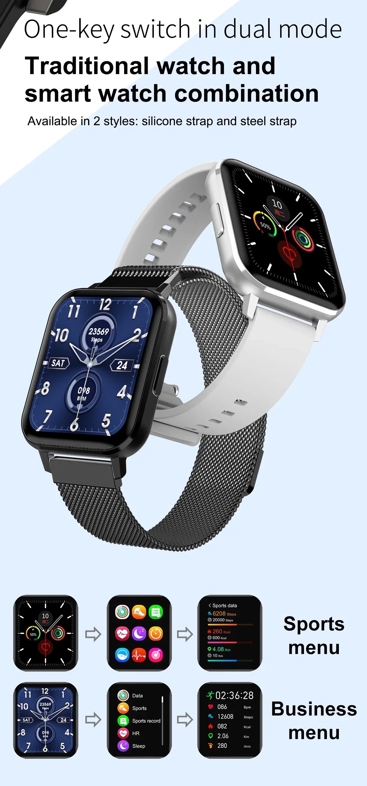 2024 Zordai DTX Smart Watch - Body Sleep Monitor, Heart Rate Tracker, IP67 Waterproof